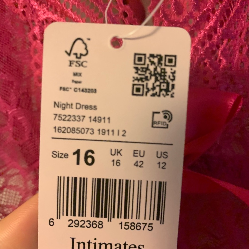 Intimate long pink Lingerie brand new size 16